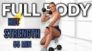 55 MIN FULL BODY STRENGTH & HIIT +DUMBBELLS +SETS NYE 2025