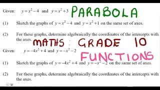 Mathematics Grade 10 Functions -  A Parabola   Quadratic Graph @mathszoneafricanmotives