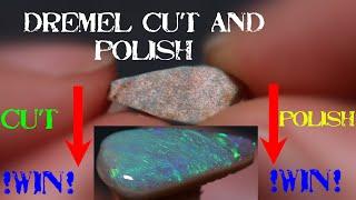 Gem Green Triangle Stone Challenge... Pretty Close. Coober Pedy Opal Cut and Polish