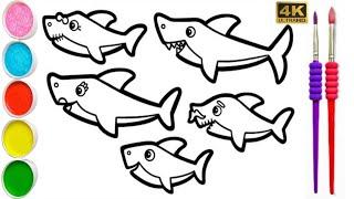 Baby Shark Family Drawing,Painting,Coloring for Toddlers,Baby Shark whole family drawing,How to Draw