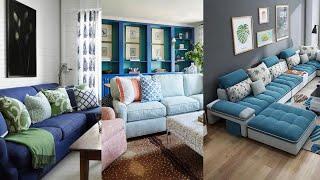 Blue Sofa Design Ideas. Living Room with Blue Sofa.