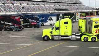 NASCAR Monster Energy Cup Series haulers arrive at Daytona International Speedway