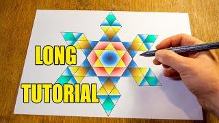 A Geometric Drawing Made Of Many Triangles - LONG Video Tutorial