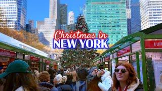 NEW YORK CITY Holidays - Manhattan Walking Tour 4K