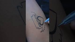 Amazing A letter tattoo with making with blade trick #skartstudio #viral #drawing #trending