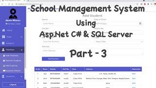 School Management System Project Part 3 in Asp.Net C# & Sql Server | Tech Tips Unlimited