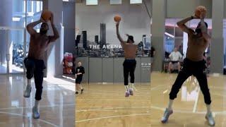 LeBron James first workout since knee injury and practices one-legged shots 