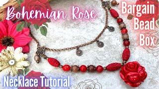 Bohemian Rose Pendant Necklace - Bargain Bead Box Jan 22 - Unboxing & Tutorial