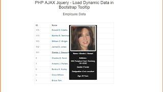 PHP AJAX Jquery - Load Dynamic Data in Bootstrap Tooltip