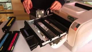 How to Replace HP CB540A, CB541A, CB542A, CB543A Toner Cartridges in HP CP1215 or Similar Models