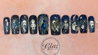 Let’s Create Halloween Nails Set w/ Gel Extension Coffin M and Fairy Dust Cat Eye ️