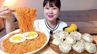 도전장 소스 다 넣은 불닭비빔면 통통한 고기왕만두 먹방 Spicy Fire Chicken Bibim Noodles Big Dumplings Mukbang Eatingsound