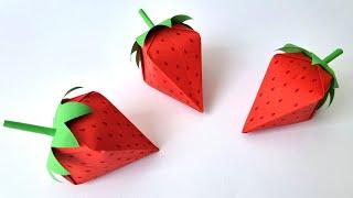 3D Paper Strawberry Craft DIY Tutorial 