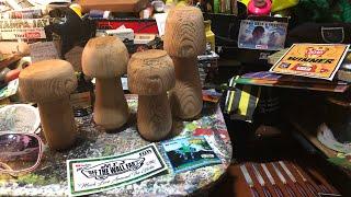 Wood turning cedar mushrooms candleholders