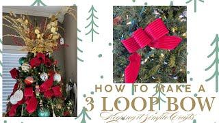 EASY 3 LOOP BOW FOR YOUR CHRISTMAS TREE HOW TO ADD RIBBON TO A TREE