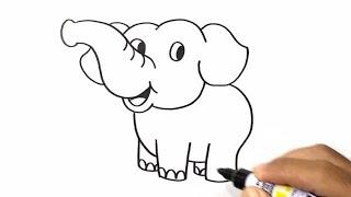 How to Draw an Elephant Easy Step by Step drawing tutorials happy art