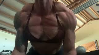 FBB Jennica Hill flexing shredded pecs