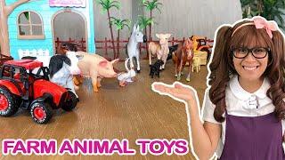 Farm Animal Toys | Soso Shrinks Down to Learn and Pretend Play With Her Farm Animal Toys