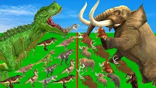 Prehistoric Mammals vs Prehistoric Dinosaurs Mammoth Elephant vs Dinosaur Size Comparison Animal