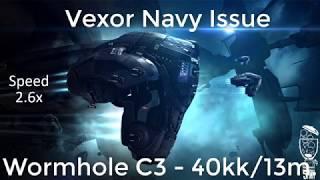 EVE Online. Vexor Navi Issue - Wormhole C3. 40kk-13min.
