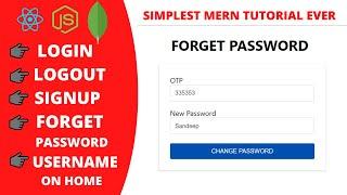 MERN Authentication - Login,Register,Verification Email,Forget Password,User Name& Logout on Navbar