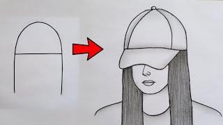 Very Easy Girl drawing for beginners |How to draw Beautiful girl easy| Easy and beautiful drawings