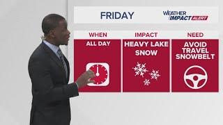 Cleveland area weather forecast: Hazardous travel on I-90 as lake-effect snow hits Northeast Ohio