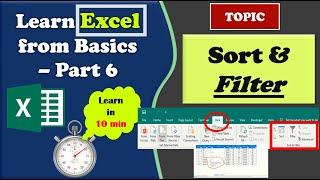 Learn Excel from Basics | Sort & Filter | Filter by various Colors, Key Word | Part  6