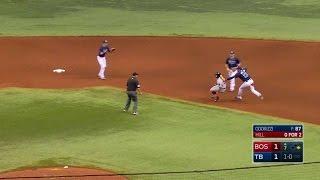 BOS@TB: Rays use rundown to retire Young