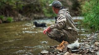 WILD FISHING IN THE TAIGA. Time to collect stones.