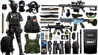 Unpacking special forces weapon toys, Barrett sniper rifle, MP5 submachine gun, M416 assault rifle