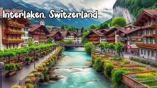 Interlaken, Switzerland walking tour 4K - The most beautiful Swiss towns - Relaxing evening walk