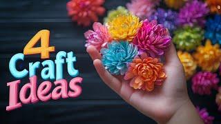 4 IDEAS  Easy Flowers Craft Ideas  Decorations with Foam Sheets