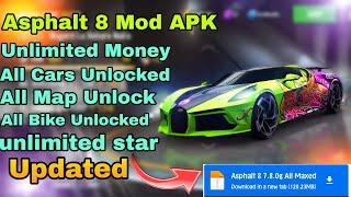 ASPHALT 8 MOD APK ALL CARS UNLOCKEDUNLIMITED MONEY 