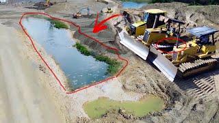 Incredible Two Skilled Operators Caterpillar Moves Unworkable Dozer Out and Operate Sand Filling