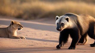 Unexpected Showdown: Lion Pride vs. the Fearless Honey Badger"