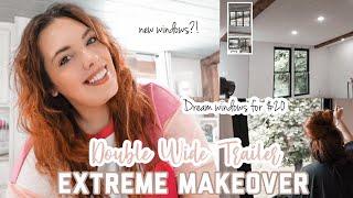 TURNING OUR OLD DOUBLE WIDE TRAILER WINDOWS INTO OUR DREAM WINDOWS FOR 20$! Mobile home makeover!