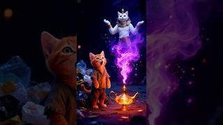 القط مياو لقى مصباح غريب جنب الزبالة… واللي خرج منه غير حياته كلها!  #shorts #cat #ai