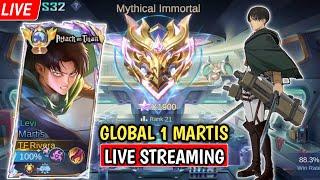 LIVE GLOBAL 1 MARTIS PUSH RANK MODE TUSUK BRUTAL - Mobile Legends