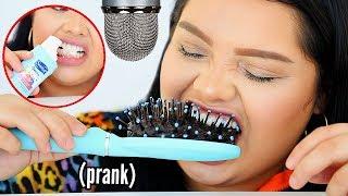 i tried Edible ASMR..Hair Brush, Deodorant, Candles (Fake) (Crunchy Sounds)