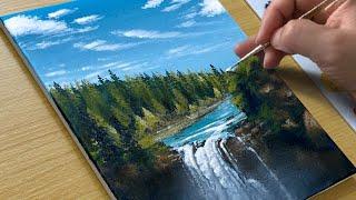 How to Draw a Waterfall / Acrylic Painting for Beginners