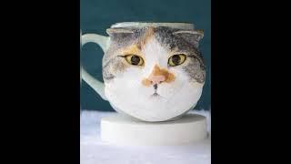 Scottish fold cat portrait mug