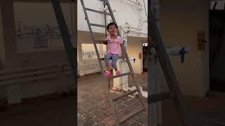 Baby Aida ! Crazy baby ! Climbing ladder !