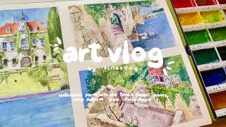 art vlog ️ watercolor painting studio ghibli scenes from Porco Rosso