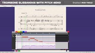 Using pitch bend to create trombone glissandos in Sibelius.