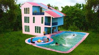 Amazing! Build 3 Story Slide Roof Villa And Modern Swimming Pool With Fire Pit For Winter (full)