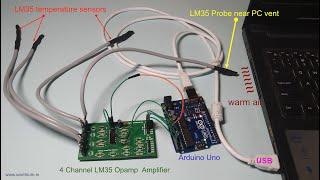 Building Hardware of 4 channel Arduino LM35 temperature data acquisition system using Python