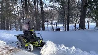 Ryobi Electric Riding Lawnmower with Snowplow