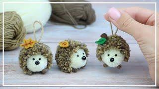 Amazing EASY and FAST to make a Cute Pompom Hedgehog of Yarn / Cute Pompom Hedgehog Easy making