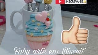 Caneca cupkace-Faby arte em biscuit